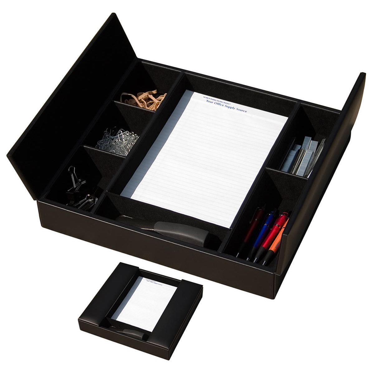 Classic Black Leather Enhanced Conference Room Organizer  WAULSRUBA3291